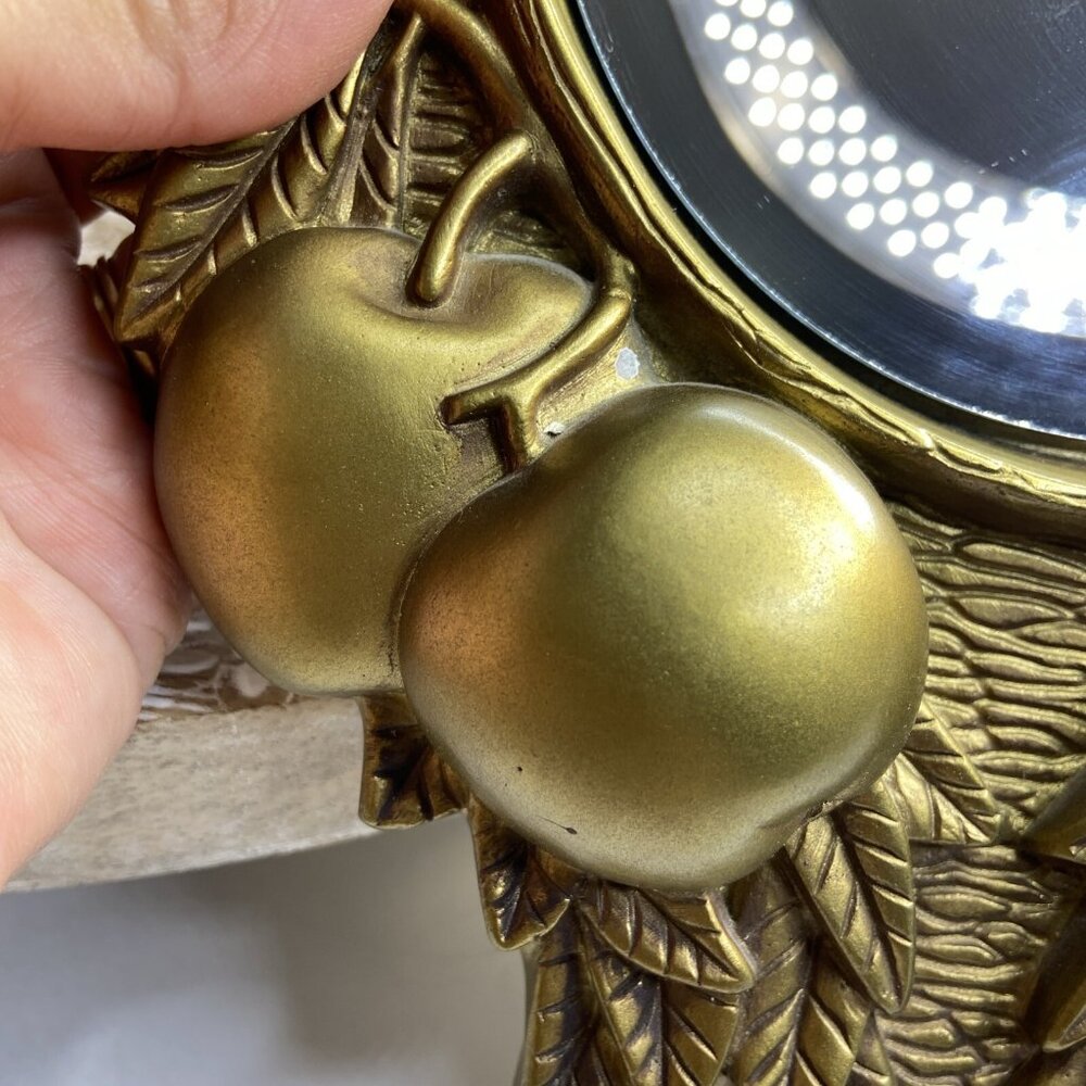 VTG Goldtone Mirror Fruit Design Cast Plaster Baroque Ornate Wall Mirror 10.5x8 - Picture 9 of 11